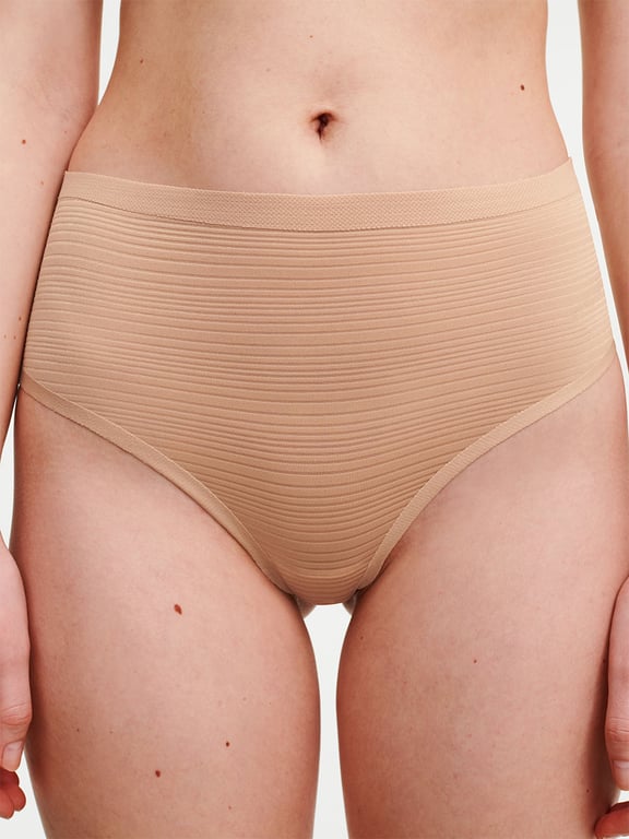 SoftStretch Stripes High Waist Thong Clay Nude - 2