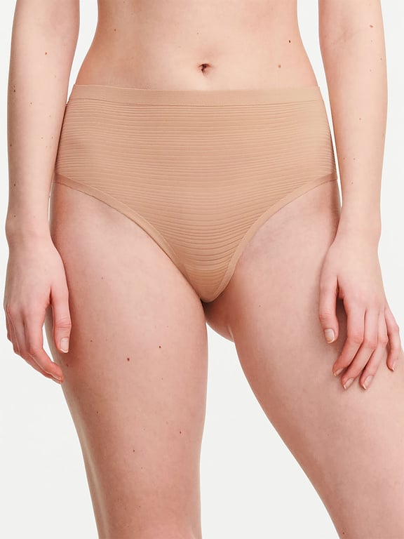 Chantelle | Softstretch Stripes - SoftStretch Stripes High Waist Thong Clay Nude - 1