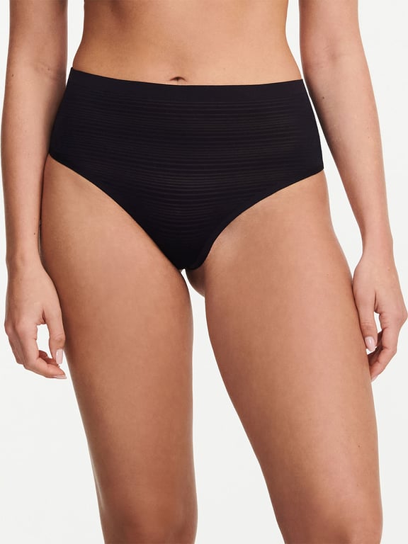 SoftStretch Stripes High Waist Thong Black - 0