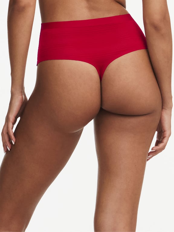 SoftStretch Stripes High Waist Thong Passion Red - 1