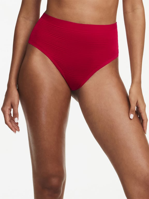 SoftStretch Stripes High Waist Thong Passion Red - 0