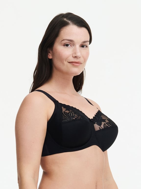 Womens Plus Size Bras Full Coverage Lace Underwire Unlined Bra Black 34I
