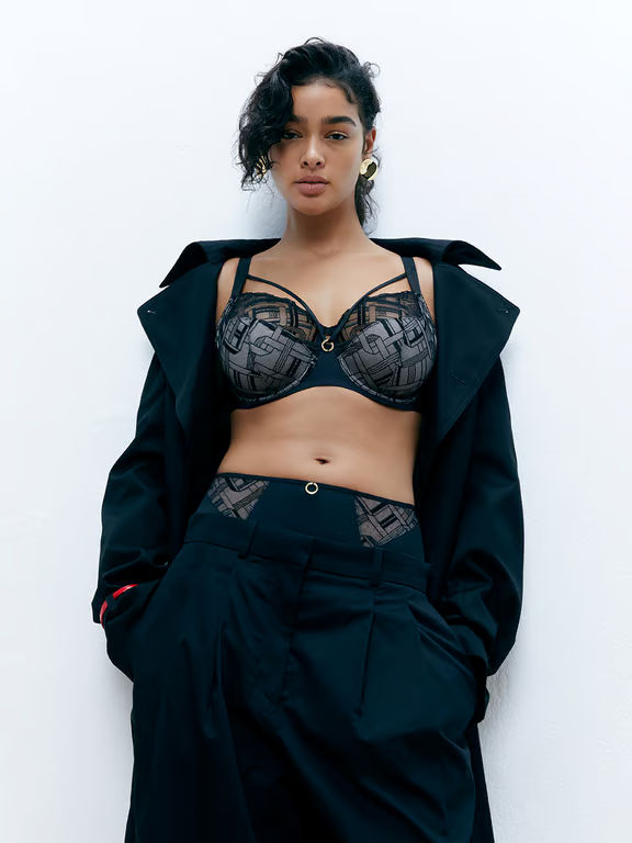 Graphic Support Lace Full Coverage Unlined Bra Black - 5