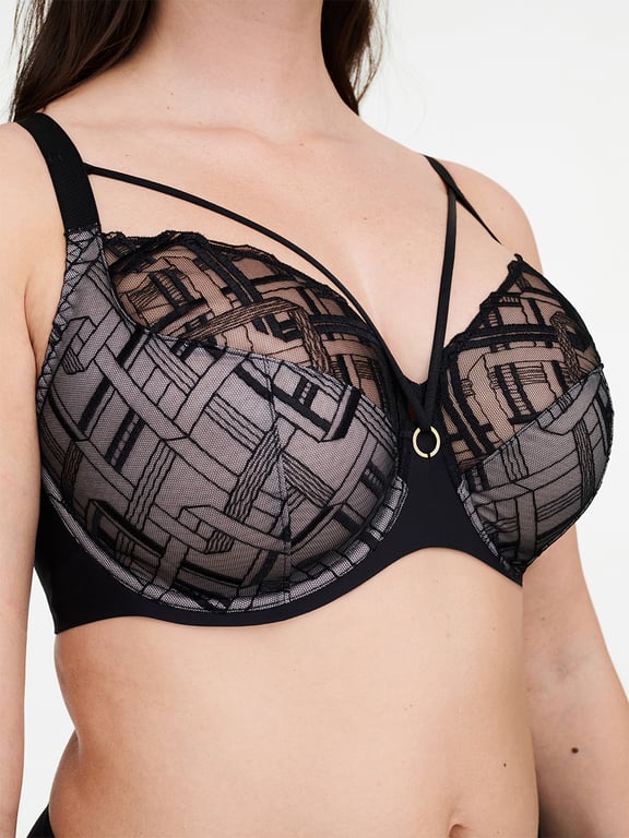 Graphic Support Lace Full Coverage Unlined Bra Black - 2