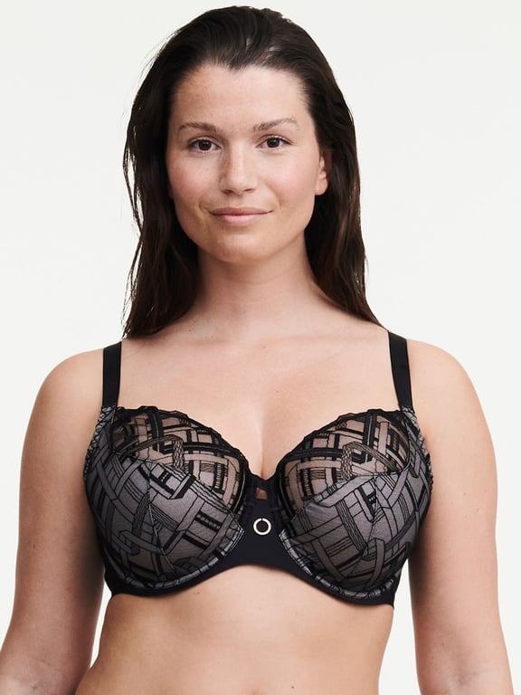 Graphic Support Lace Full Coverage Unlined Bra Black - 4
