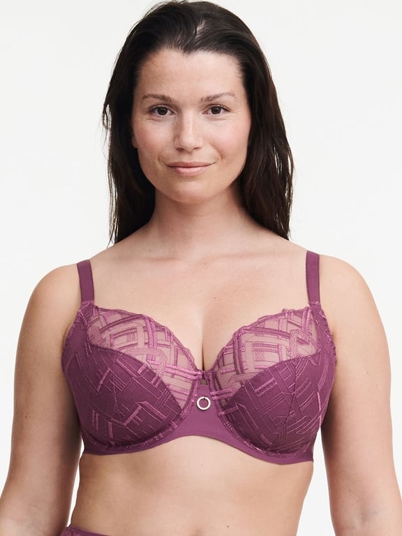 Graphic Support Lace Full Coverage Unlined Bra Tannin - 3