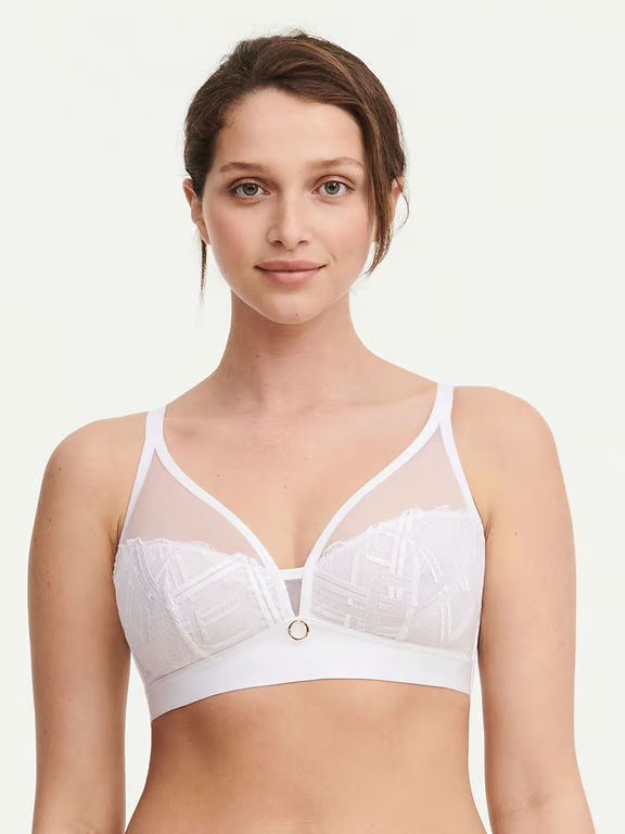 Graphic Support Lace Wireless Bra White - 0