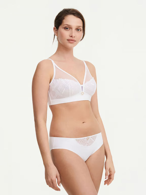Graphic Support Lace Wireless Bra White - 2