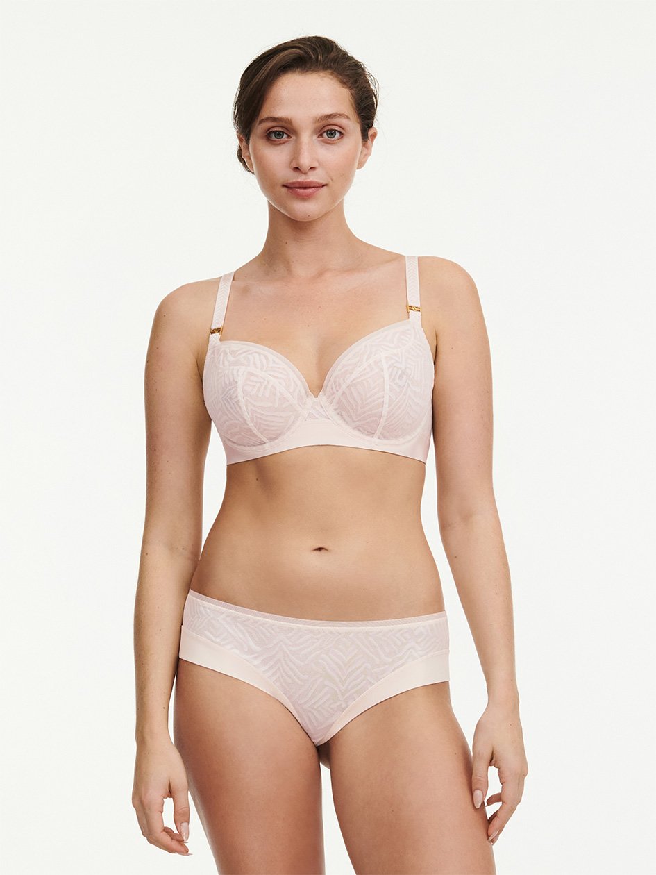 Graphic Allure Lace Unlined Plunge Bra Nude Pearl