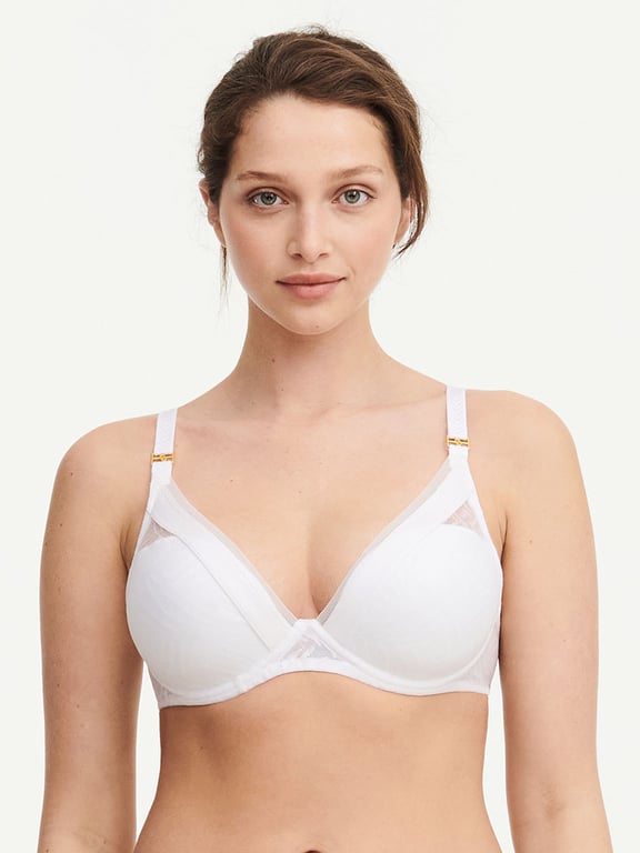 Graphic Allure Lace Plunge T-Shirt Bra White - 0