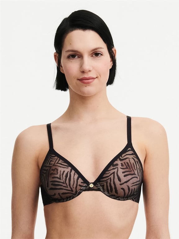 Graphic Allure Sheer Unlined Underwire Bra Black - 0