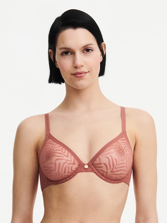 Graphic Allure Sheer Unlined Underwire Bra Amber - 0