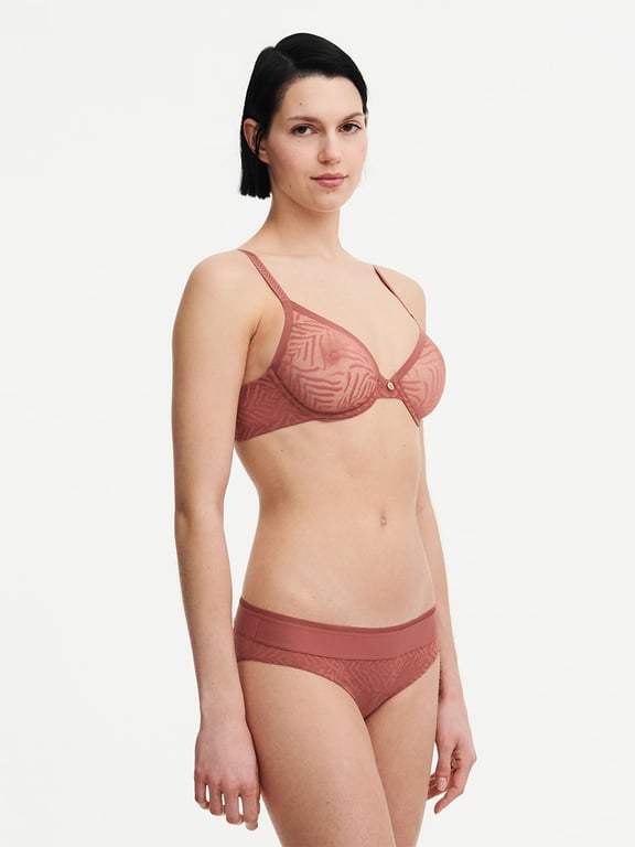 Graphic Allure Sheer Unlined Underwire Bra Amber