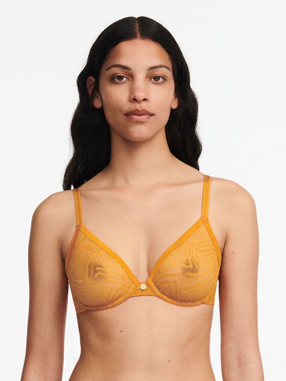 Graphic Allure Sheer Unlined Underwire Bra Ocre - 0