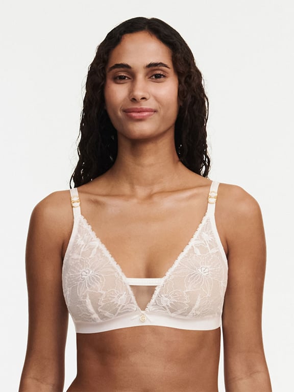 New Without Tags Beige Lace Lacy Padded Non Wired Bralette Bra