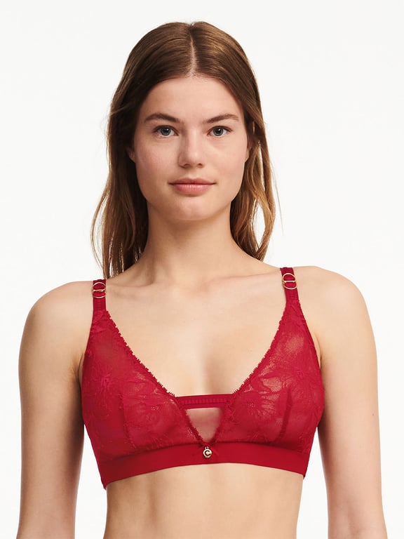 Orchids Wireless Triangle Bra Passion Red - 0