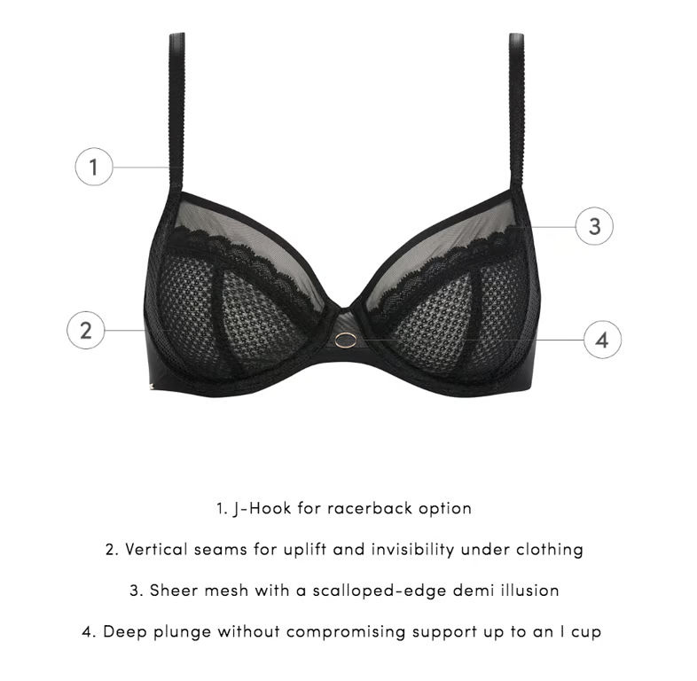 Parisian Allure Unlined Plunge Bra Black - 4