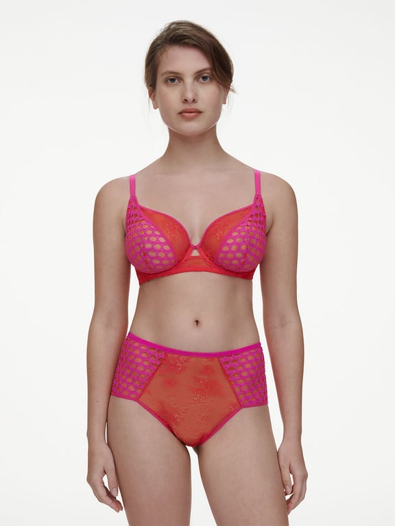 Chantelle PULP Poison Unlined Underwire Bra Flame Red/Fuchsia Purple - 4