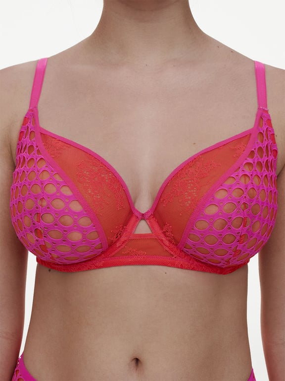 Chantelle PULP Poison Unlined Underwire Bra Flame Red/Fuchsia Purple - 3