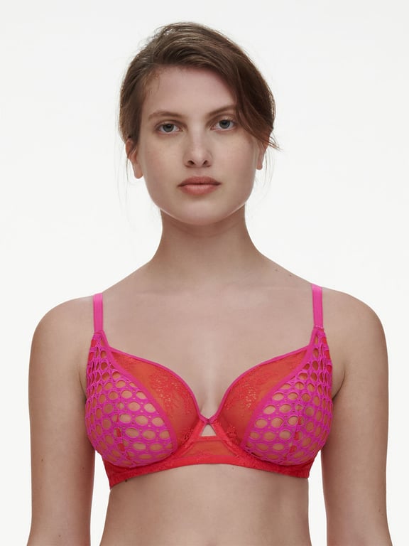 Chantelle PULP Poison Unlined Underwire Bra Flame Red/Fuchsia Purple - 0