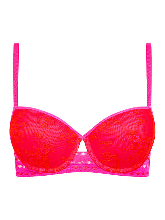 Chantelle PULP Poison Demi T-Shirt Bra Flame Red/Fuchsia Purple - 1