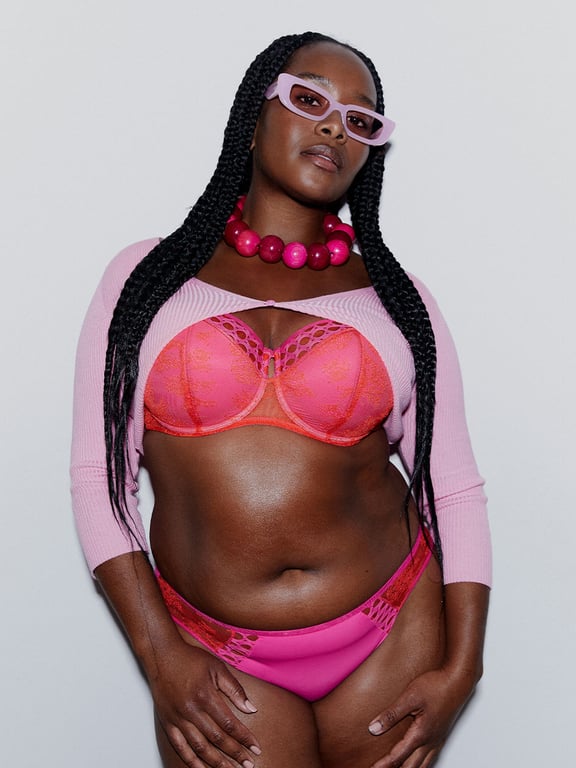 Chantelle PULP Poison Lightly Lined Demi Bra Flame Red/Fuchsia Purple - 5