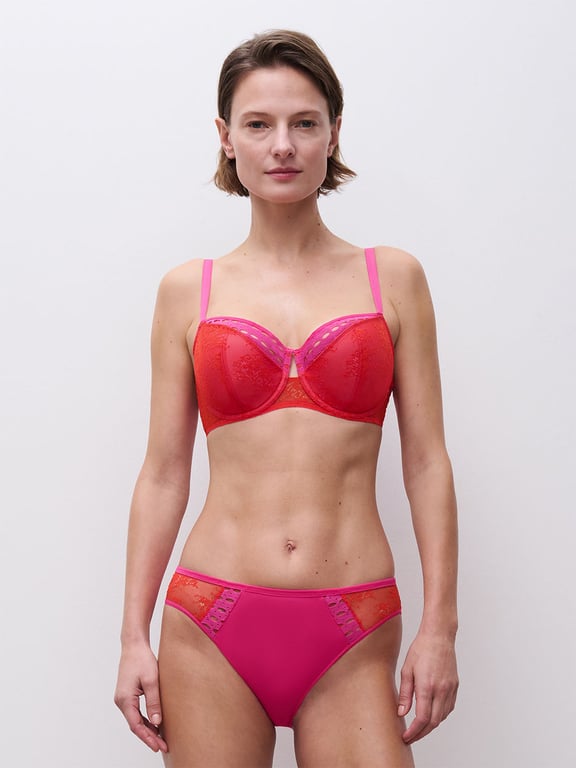Chantelle PULP Poison Lightly Lined Demi Bra Flame Red/Fuchsia Purple - 4