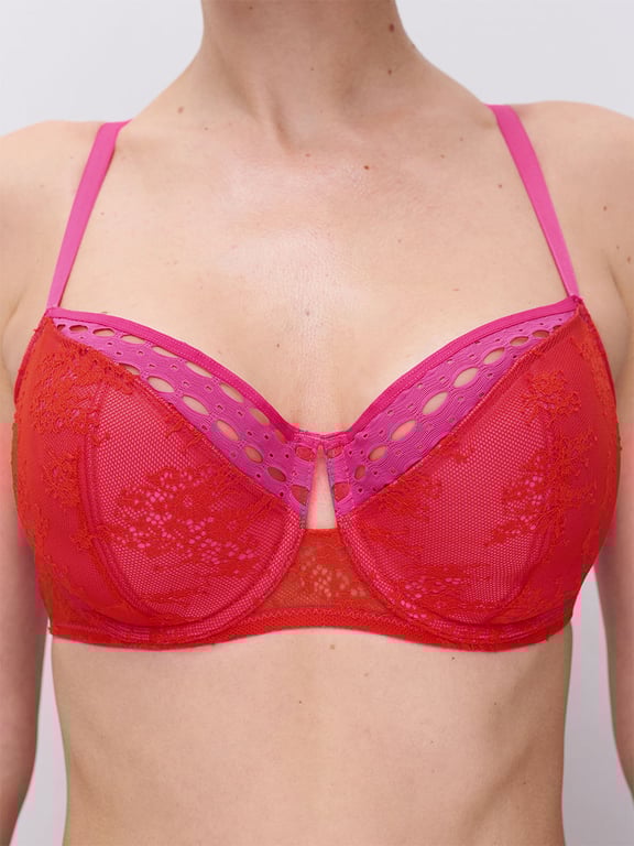 Chantelle PULP Poison Lightly Lined Demi Bra Flame Red/Fuchsia Purple - 3