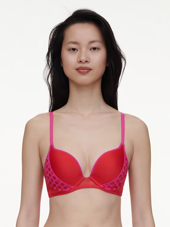 Chantelle PULP Poison Push-Up Bra Flame Red/Fuchsia Purple - 0