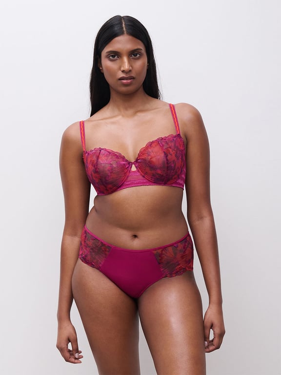 Chantelle PULP Lily Lace Unlined Demi Bra Dark Fuchsia Multico - 4