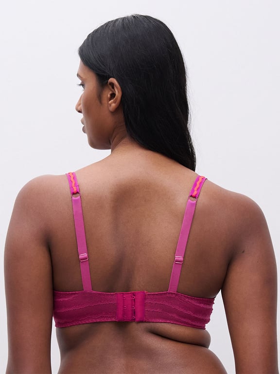Chantelle PULP Lily Lace Unlined Demi Bra Dark Fuchsia Multico - 2