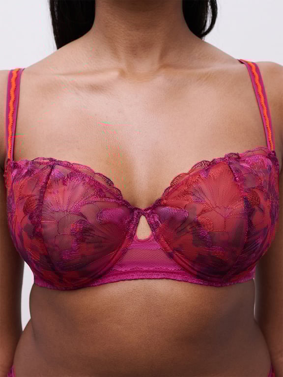 Chantelle PULP Lily Lace Unlined Demi Bra Dark Fuchsia Multico - 3