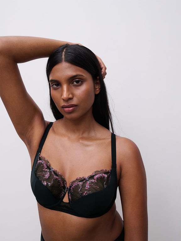 Chantelle PULP Lily Full Coverage Lace Unlined Underwire Bra Romantic Black - 0