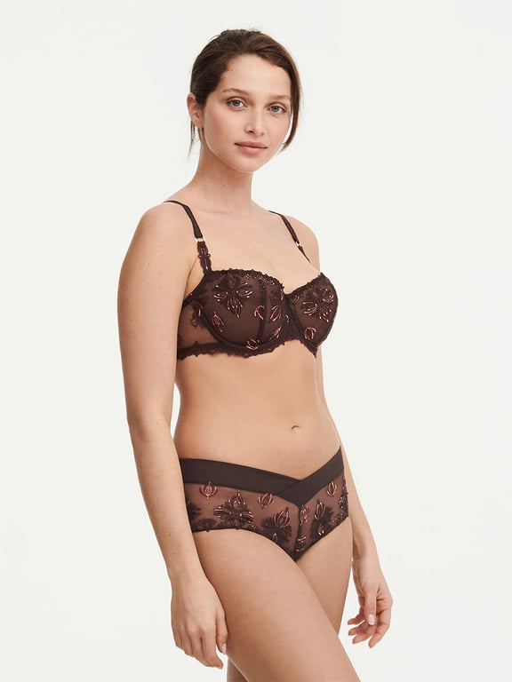 Champs Elysées Lace Unlined Demi Bra Glossy Brown - 2