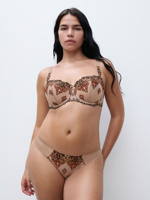 Champs Elysees Lace Unlined Demi Bra Feline Print - 6