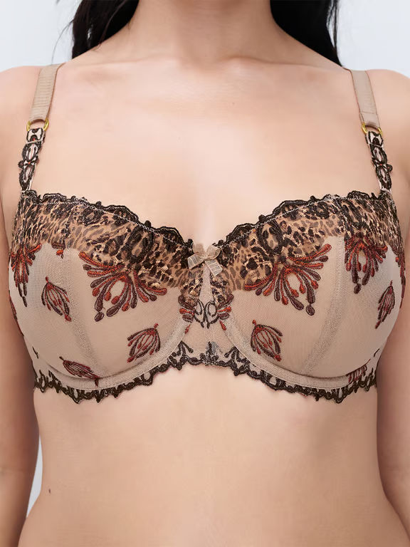 Champs Elysees Lace Unlined Demi Bra Feline Print - 4