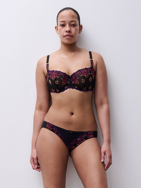 Champs Elysees Lace Unlined Demi Bra Black Jewels - 5