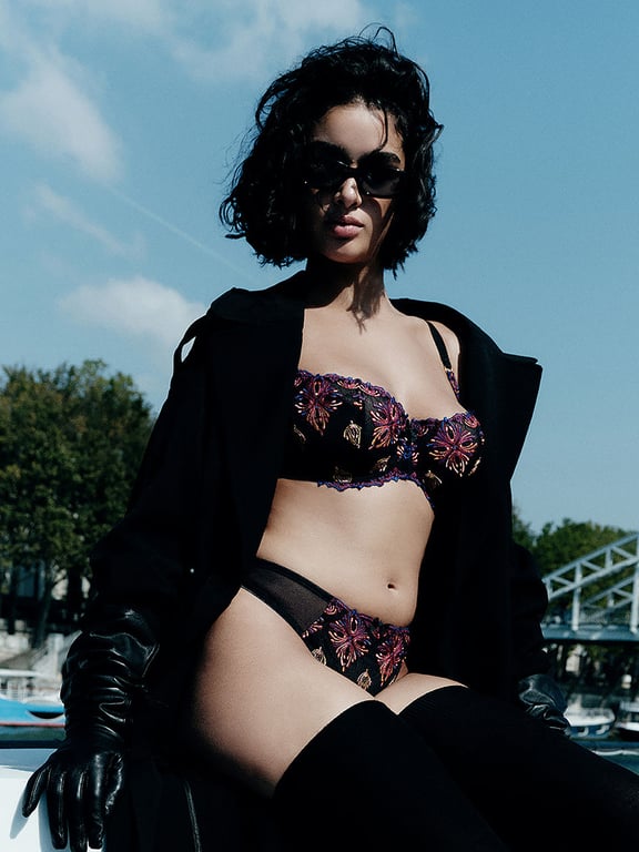 Chantelle | CHAMPS ELYSEES - Champs Elysees Lace Unlined Demi Bra Black Jewels - 1