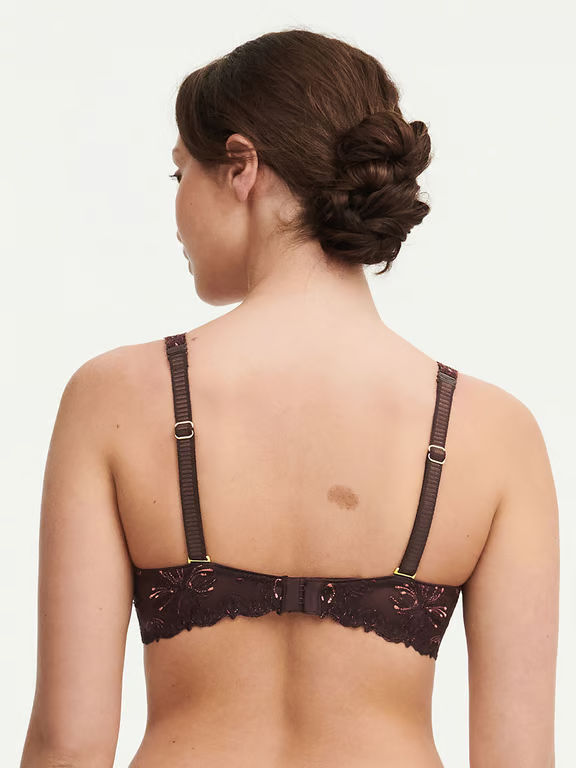 Champs Elysées Lace Unlined Demi Bra Glossy Brown