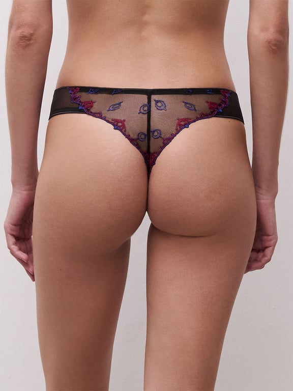 Champs Elysees Lace Thong Black Jewels - 2