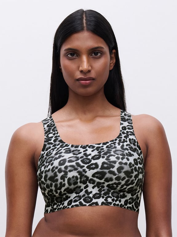 Softstretch Power Scoop Neck Bralette Grey Leopard - 2