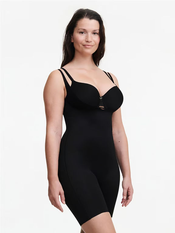Basic Shaping Open Bust Mid-Thigh Shaper Black - 2
