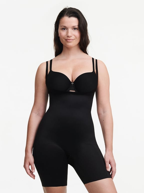 Basic Shaping Open Bust Mid-Thigh Shaper Black