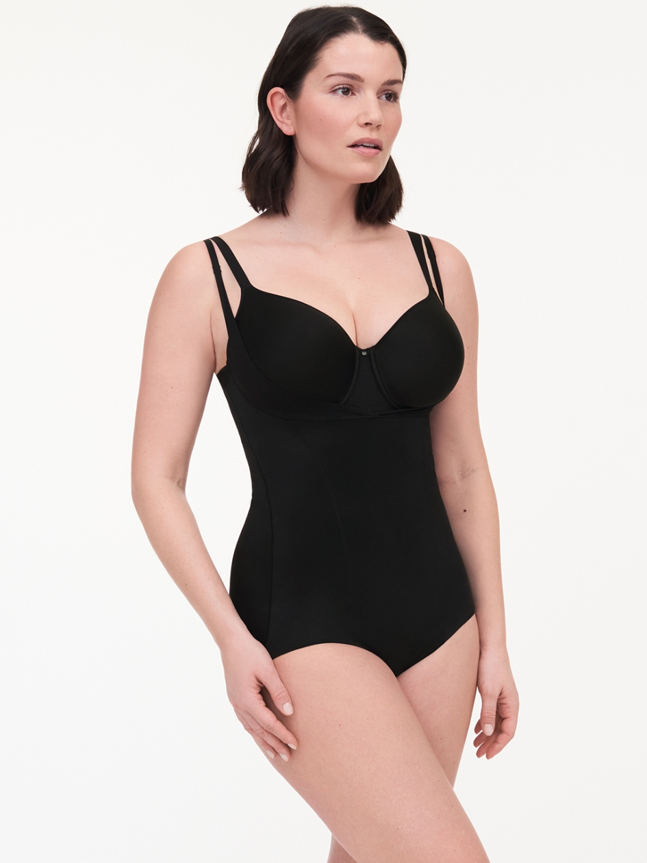 Basic Shaping Open Bust Bodysuit Black