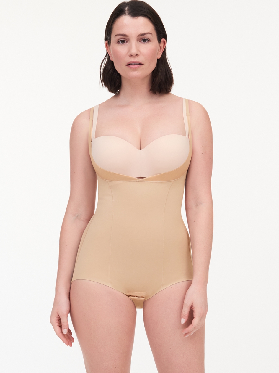 Basic Shaping Open Bust Bodysuit Nude Sand