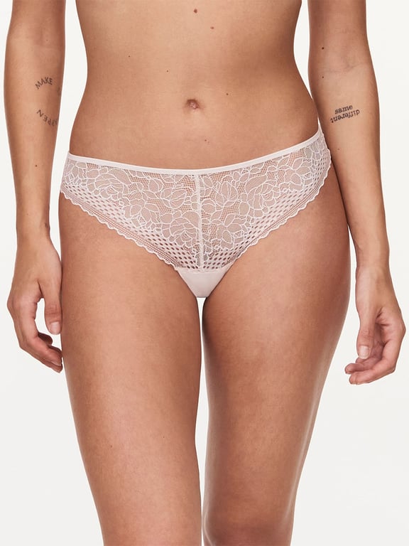 Solid Microfiber Thong with Lace Details - ti VOGLIO