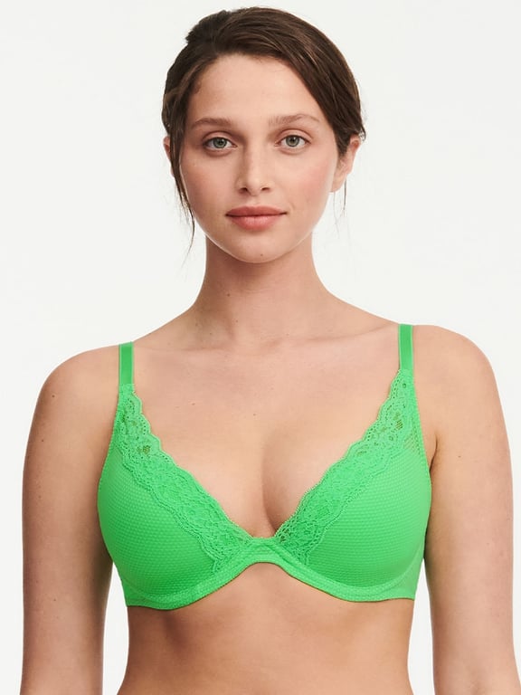 NWT Cosabella Sexy Celine Plunge Green Cypress Leopard Trim Push Up Bra 34B  $99