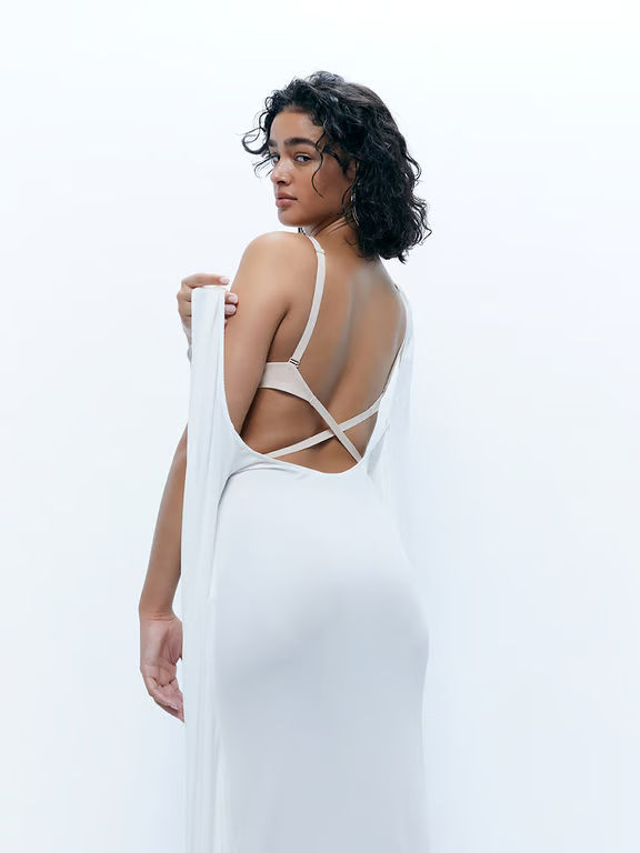 Open Back Multi-Way Plunge T-Shirt Bra Nude Blush - 10