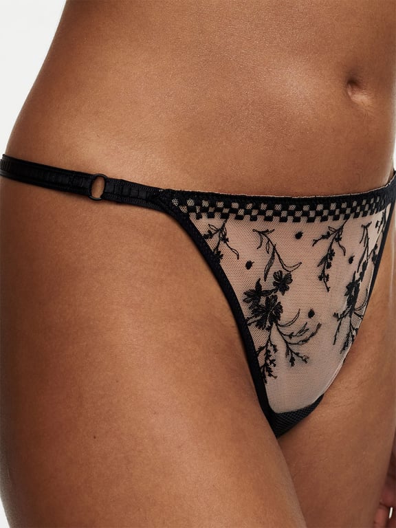 Suzy Lace Thong, Passionata designed by CL Nude Blush/Black - 2
