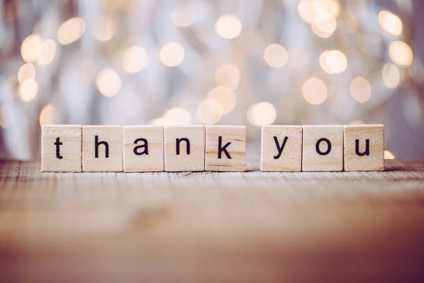 Thank you wooden blocks against shiny background
